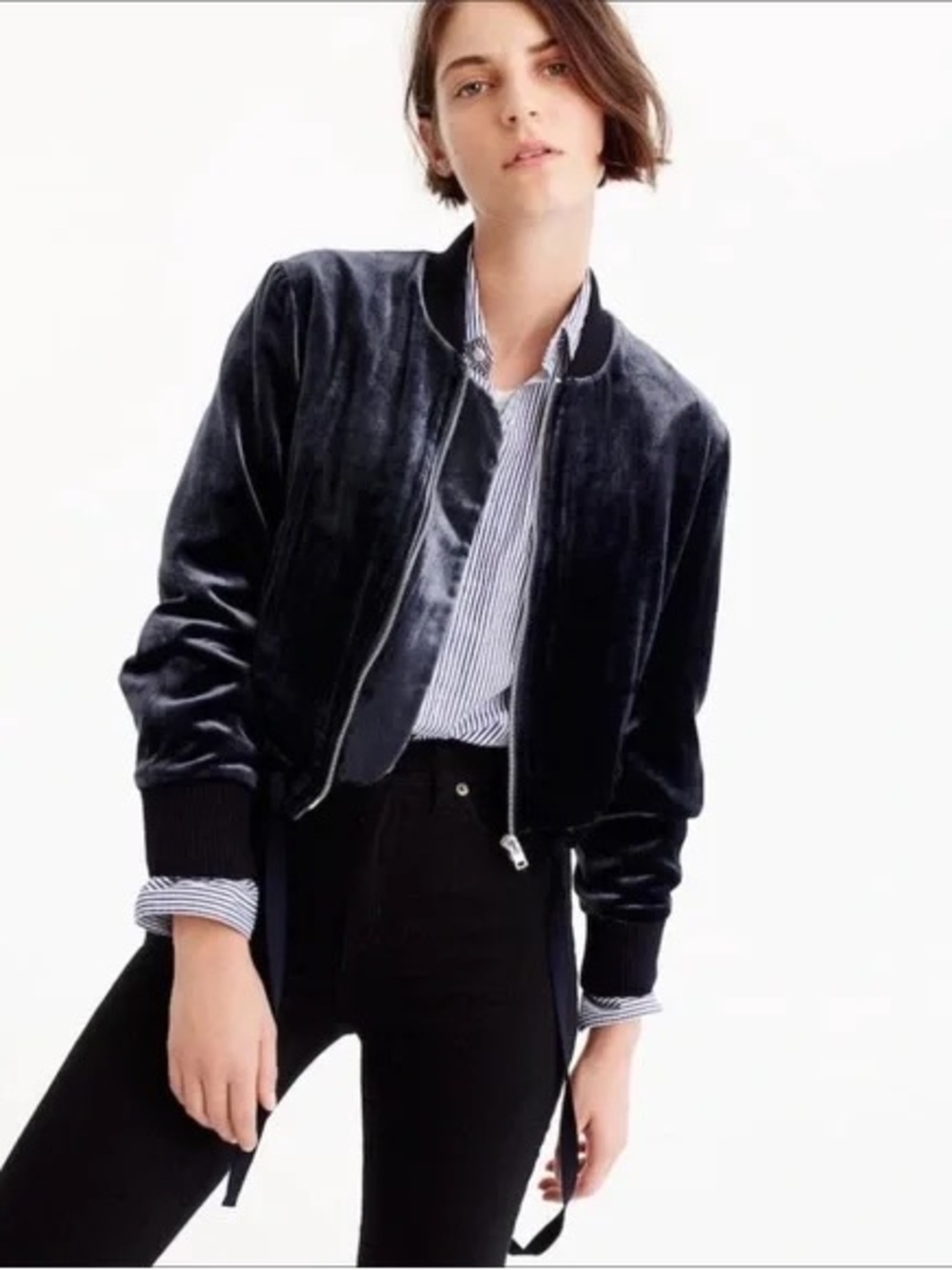 💙J. Crew Mercantile Navy Blue Velvet Bomber Jacket💙